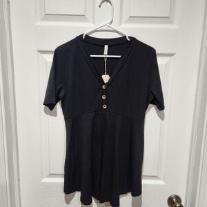 Pinkblush Black Button-Down Maternity V-Neck Top